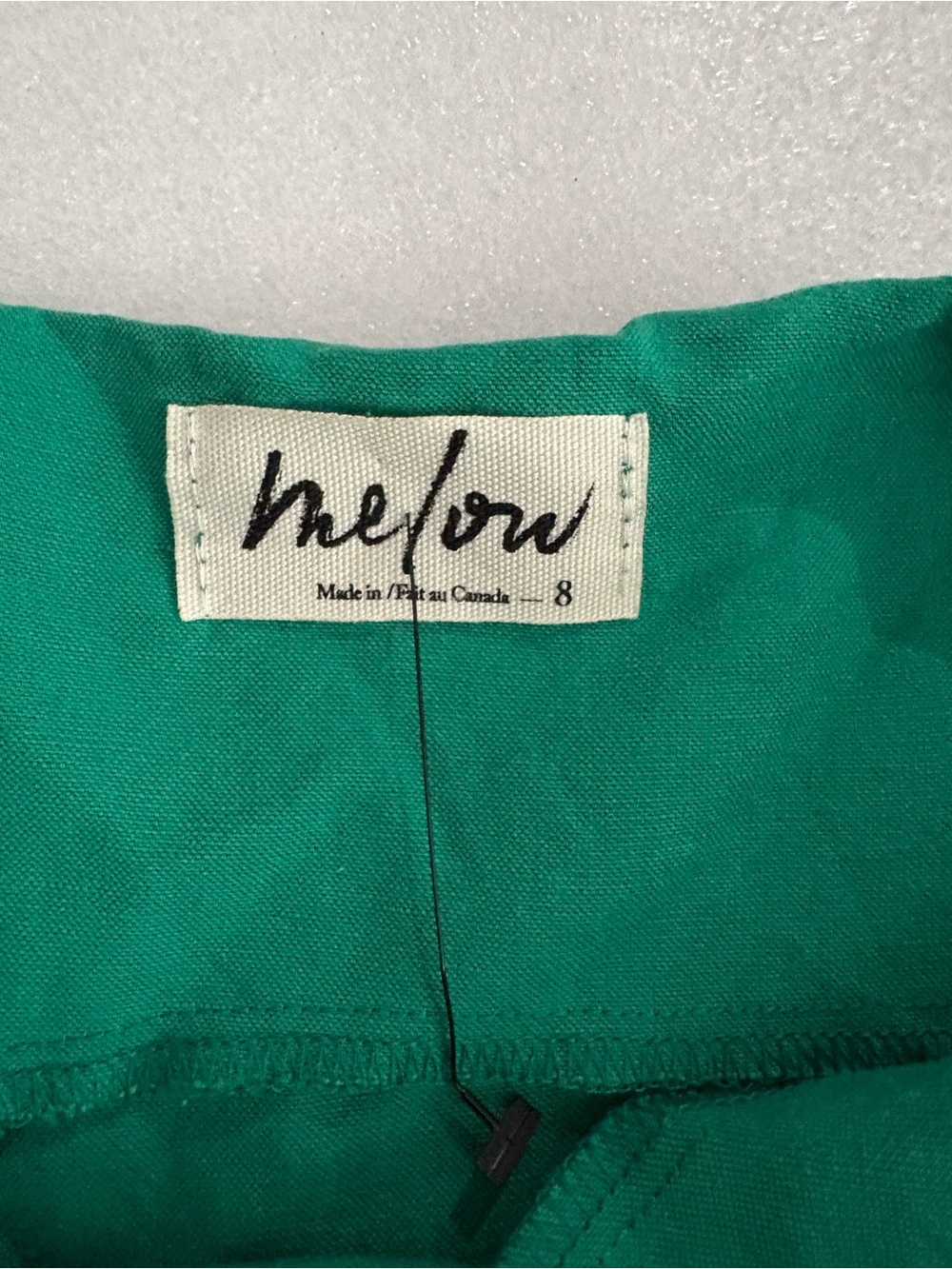 Melow Green Sleeveless A-Line Linen Blend Dress front slit pockets - Picture 6 of 12